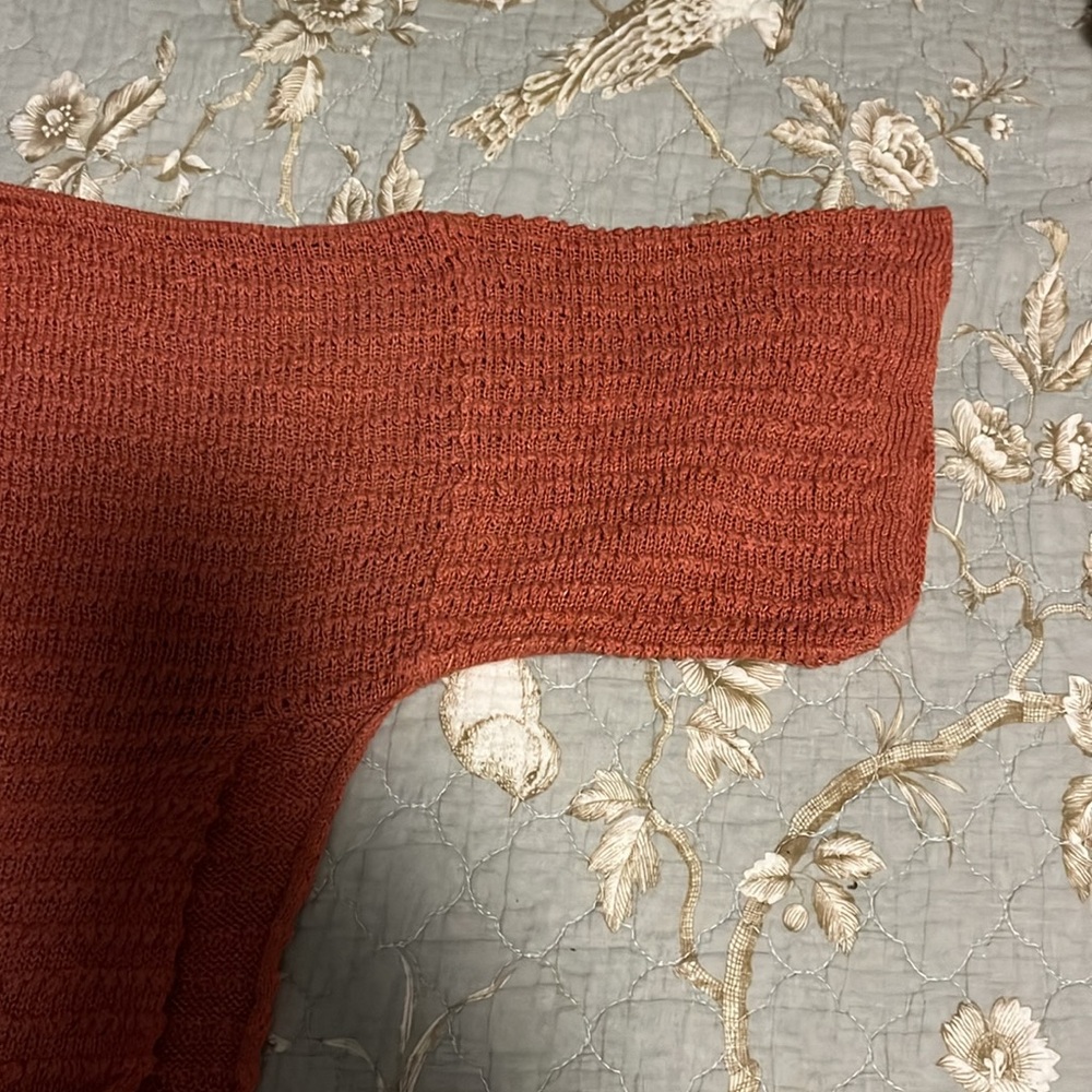 Anthropologie Orange / Dark Coral Knit Short Sweater - Med / Large - Picture 7 of 7